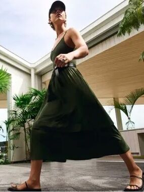 Athleta Elation Adjustable Tank Maxi Dress in Aspen Olive